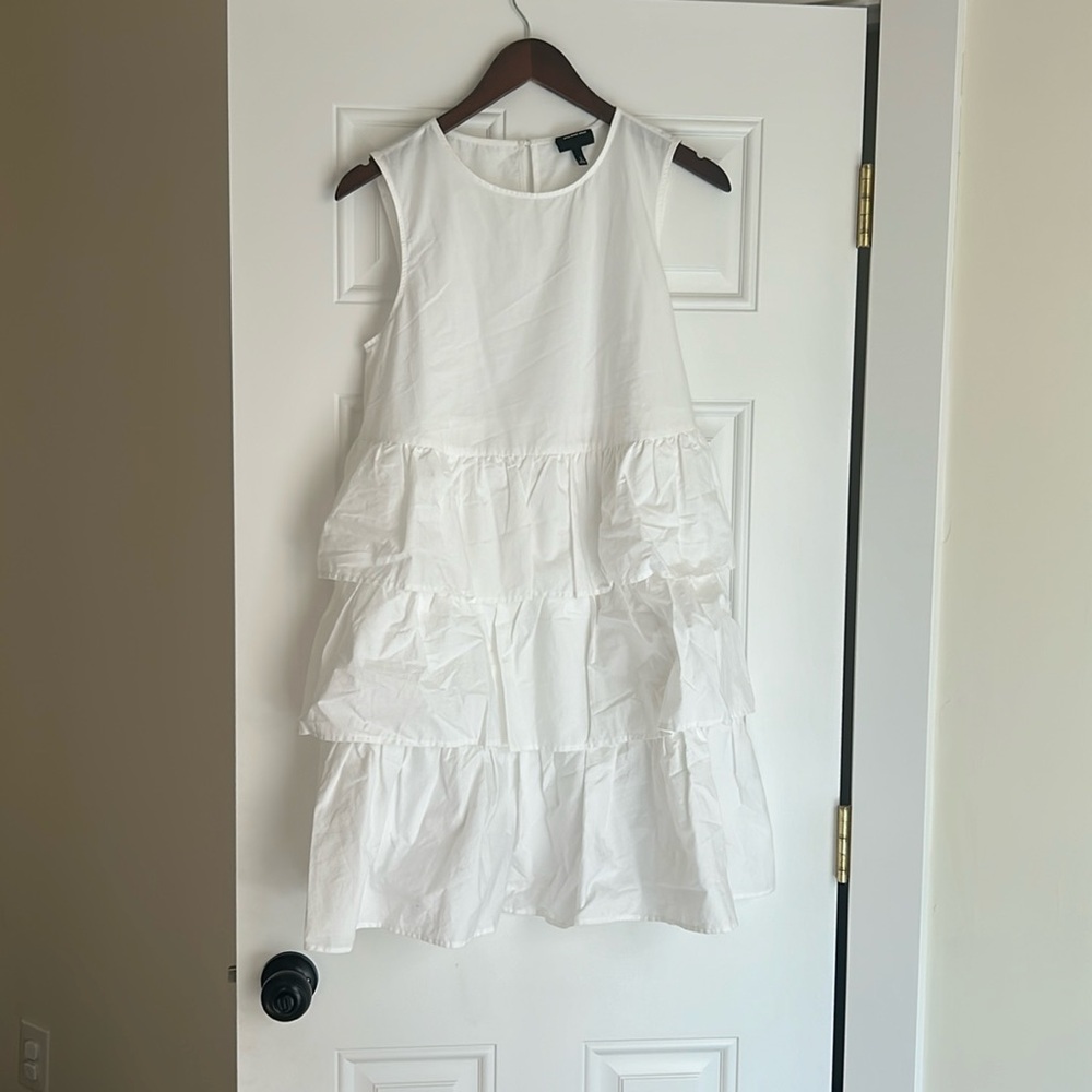 White Ruffled Tiered Sleeveless dress. Size S.